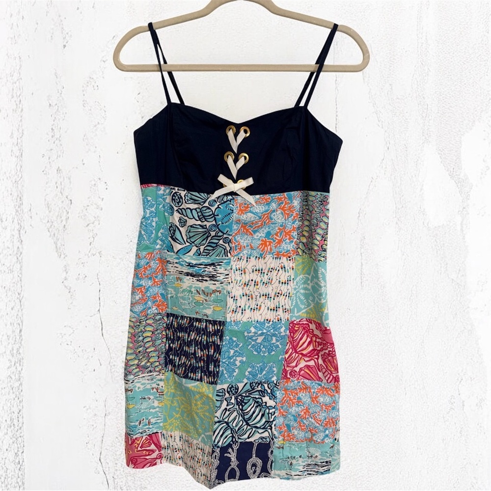 Lilly Pulitzer Rilee mixed-pattern dress in the Multi Sailor Patch print Size 8